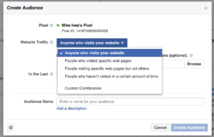 Gym Marketing: Facebook Create Audience Modal with Dropdown